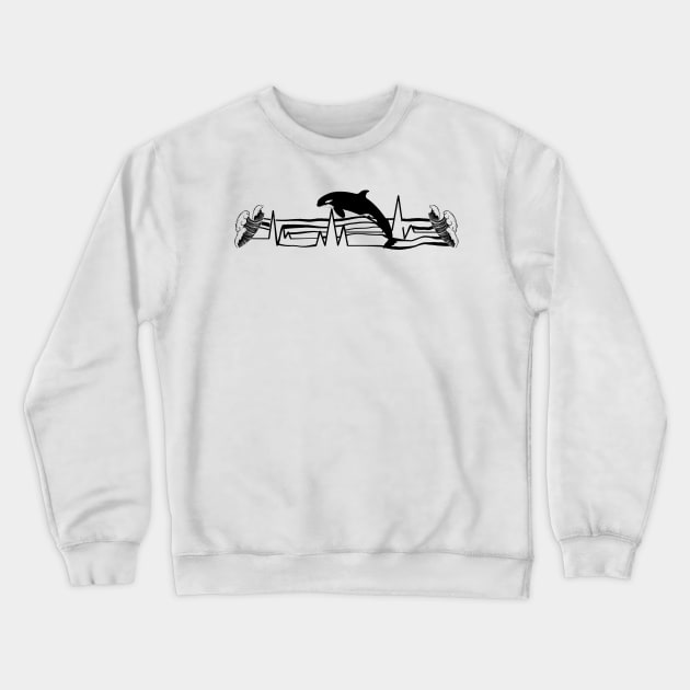 Funny Orca Heartbeat With Waves Crewneck Sweatshirt by Officail STORE